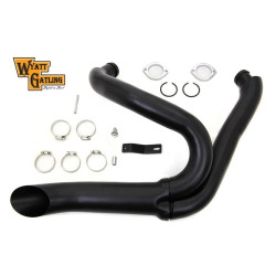 PartzBiz HD 30-0769 - Black Wyatt Gatling 2 into 1 Exhaust Lake Pipe Header Kit Harley Chopper 18mm O2 PartzBiz HD 30-0769 - Black Wyatt Gatling 2 into 1 Exhaust Lake Pipe Header Kit Harley Chopper 18mm O2