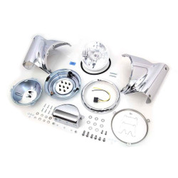 PartzBiz HD 33-1428 - 7” Chrome Headlight Cowl Nacelle Kit 86-17 Harley Softail Fatboy Heritage FLSTF