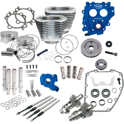 PartzBiz HD 330-0663 - S&S 88” to 100” Silver Power Package Gear Drive 585GE Cam Harley Twin Cam 99-06