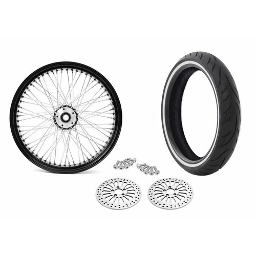 PartzBiz HD: 3467991-21 x 3.5 60 Spoke Front Wheel Black Rim Tire Package 08-18 Harley Touring DD WW
