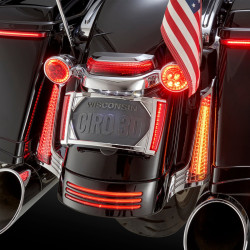PartzBiz HD 40023 - Ciro Fender Saddlebag Black Filler Panel LED Run Brake Turn Light Harley 14-2017