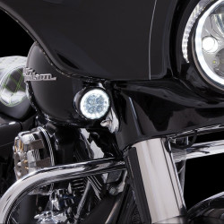 PartzBiz HD 45403 - Ciro LED Lighted Fang Front Signal Lights Chrome Pair Set Harley Touring 16-22