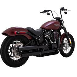 PartzBiz HD 46312 - Vance & Hines Black Eliminator 300 Exhaust Slip On Mufflers Harley Softail 18+