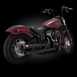 PartzBiz HD 46376 - Vance & Hines Black PCX Twin Slash 3” Slip-On Mufflers 2018+ Harley Softail