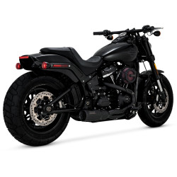 PartzBiz HD 47331 - Vance & Hines Black 2 Into 1 Upsweep Short Exhaust System Harley Softail 18+ M8