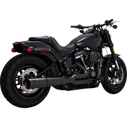 PartzBiz HD 47387 - Vance & Hines Black 2 Into 1 Pro Pipe Exhaust System Harley Softail FX FL 18+ M8