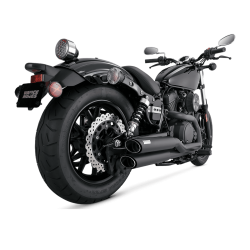PartzBiz HD 48531 - New Vance & Hines Black Twin Slash Staggered Exhaust Pipes 2013-2017 Yamaha Bolt