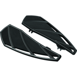 PartzBiz HD 5793 - Kuryakyn Black Phantom Driver Footboards Floorboards Harley Touring Softail 83+