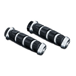 PartzBiz HD 6350 - Kuryakyn Chrome Kinetic Hand Grips Dual Cable Throttle Rubber Harley XL Softail PartzBiz HD 6350 - Kuryakyn Chrome Kinetic Hand Grips Dual Cable Throttle Rubber Harley XL Softail