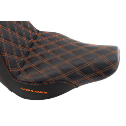 PartzBiz HD 818-29-175-ORGLS-GRIP-BLKCARBONF - Saddlemen Orange Step 2 Up Lattice Stitch Grip Seat Harley Softail Low Rider 18+ PartzBiz HD 818-29-175-ORGLS-GRIP-BLKCARBONF - Saddlemen Orange Step 2 Up Lattice Stitch Grip Seat Harley Softail Low Rider 18+