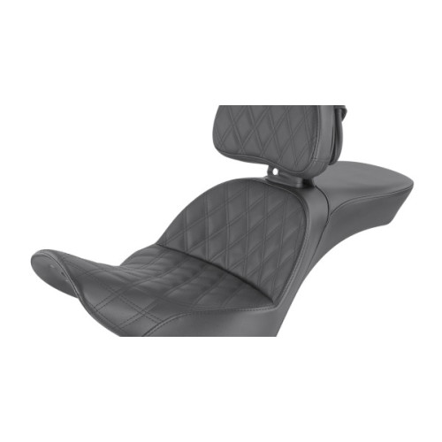 PartzBiz HD: 3474832-Saddlemen Black Explorer Lattice Stitch 2 Up Backrest LS Seat Harley Softail 18+