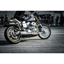 PartzBiz HD 930-01200 - Sawicki Speed Shop Brushed Stainless Steel 2 Into 1 Exhaust Pipe Harley Dyna FXD PartzBiz HD 930-01200 - Sawicki Speed Shop Brushed Stainless Steel 2 Into 1 Exhaust Pipe Harley Dyna FXD