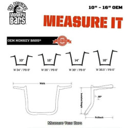 PartzBiz HD ACM - OEMB125-12 B - Paul Yaffe Black 12 OEM Monkey Ape Bar Handlebars Harley Touring Road King Glide
