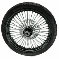 PartzBiz HD ACM2135BLKRMHBSD-BW-PACKAGE - 21 x 3.5 Black 46 Fat King Spoke Front Single Disc Wheel Rim Package BW Harley