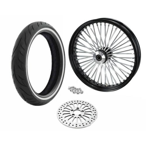 PartzBiz HD: 3462741-21 3.5 Black 46 Fat King Spoke Front Wheel Rim Package WW SD Single Disc Harley PartzBiz HD: 3462741-21 3.5 Black 46 Fat King Spoke Front Wheel Rim Package WW SD Single Disc Harley