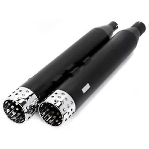 PartzBiz HD: 3442427-4” Black Swiss Cheese Slip-On Mufflers Exhaust Pipes 2017-2020 Harley Touring PartzBiz HD: 3442427-4” Black Swiss Cheese Slip-On Mufflers Exhaust Pipes 2017-2020 Harley Touring