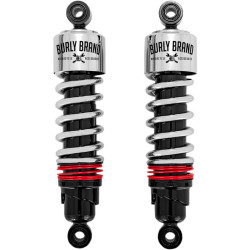 PartzBiz HD B28-1204 - Burly Brand B28-1204 Chrome 11.5" Slammer Plus Lowering Shocks Harley FLH 80-Up 1310-1965 13101965 FLH FLT FLHT FLHX FLTR electra road street glide king tour best for performance install bolt on