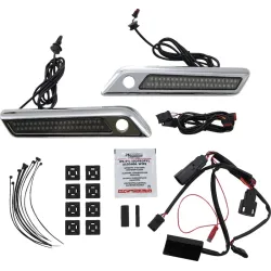 PartzBiz HD CD-SBL-DC-RB - Custom Dynamics Saddlebag Latch Dual Lights Red Black Pair Harley Touring 2014+