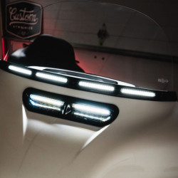 PartzBiz HD CD-WT2-05-B - Custom Dynamics Genesis 4 Smoke LED Windshield Black Trim Harley Batwing 06-13