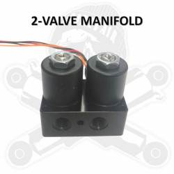 PartzBiz HD DA-2VM - Dirty Air 2-Valve Compact Manifold 200psi 1/8” NPT Black Fast-Up Rear Harley