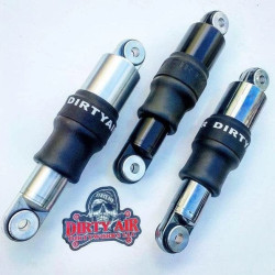 PartzBiz HD DA-RAS02-RAW - Dirty Air 3” Aluminum SS Series Short Shocks Rear Pair Set Raw Adjustable Harley