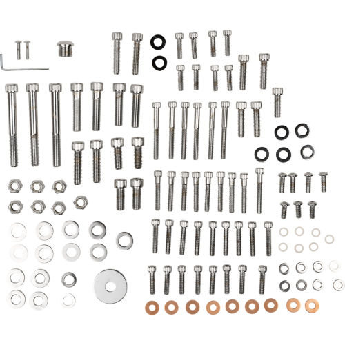 PartzBiz HD: 3488807-Drag Complete Engine Motor Bolt Set Kit Chrome Knurl Socket Harley FXR FLT 87-94