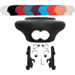 PartzBiz HD DS23200084 + DS23300092 +Windshield - Memphis Shades Batwing Fairing Black Trigger Lock Mount Shield Dyna FXDF Fat Bob | MEM7161 & MEB8968