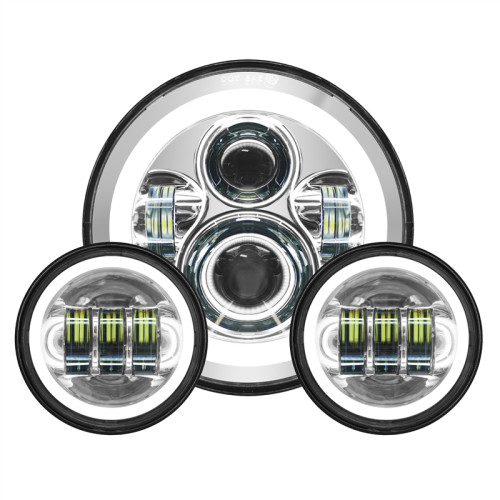 PartzBiz HD: 3486371-Hogworkz 7” White Halomaker LED Head Light Lamp Chrome Harley Touring Softail PartzBiz HD: 3486371-Hogworkz 7” White Halomaker LED Head Light Lamp Chrome Harley Touring Softail