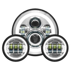 PartzBiz HD HW167004-HW195205 - Hogworkz 7” White Halomaker LED Headlight Chrome Auxiliary Lamp Harley Touring PartzBiz HD HW167004-HW195205 - Hogworkz 7” White Halomaker LED Headlight Chrome Auxiliary Lamp Harley Touring