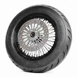 PartzBiz HD MS16561642A BLK RH +4700022+M-RT - 16 X 5.5 Black 52 Fat Mammoth Spoke Rear Wheel Tire Package Harley Touring 09+ B
