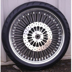 PartzBiz HD MS21580938BLKSPK+305764+m-rt-210 - 21”X 3.5” 52 Mammoth Black Spoke Wheel BW Tire 2000-2007 Harley Touring Package