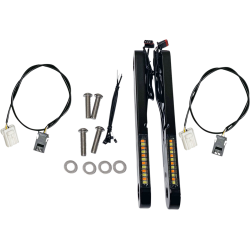 PartzBiz HD PB-DS2-14-B - Custom Dynamics Black ProBEAM Dynamic Strips V2 Front Turn Signals Harley Touring 96-Up