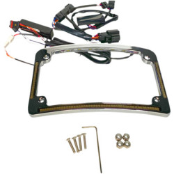 PartzBiz HD TF05-BCM4-C - Custom Dynamics Chrome Radius LED License Plate Tag Frame 14-Up H-D Touring bagger dresser custom motorcycle upgrade turn bake lights