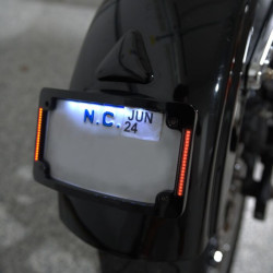 PartzBiz HD TF05-HD-C - Custom Dynamics Chrome Radius LED License Plate Tag Frame 97-13 Harley Softail bagger dresser custom motorcycle upgrade turn bake lights