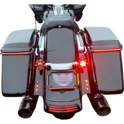 PartzBiz HD TF05-SS6-C - Custom Dynamics Chrome Radius LED License Plate Tag Frame 10-13 Harley FLH FLT bagger dresser custom motorcycle upgrade turn bake lights