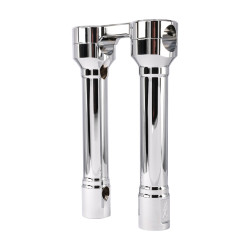 PartzBiz HD TSC-8100-3 - Thrashin’ Hole Shot Risers 8” Chrome Aluminum Pair Top Clamp 1” dia OE Harley PartzBiz HD TSC-8100-3 - Thrashin’ Hole Shot Risers 8” Chrome Aluminum Pair Top Clamp 1” dia OE Harley
