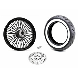 PartzBiz HD ACM1635BLKOUT-WW-PACKAGE - 16 3.5 46 Fat King Spoke Rear Blackout Rim Whitewall Wheel Tyre Package Harley PartzBiz HD ACM1635BLKOUT-WW-PACKAGE - 16 3.5 46 Fat King Spoke Rear Blackout Rim Whitewall Wheel Tyre Package Harley