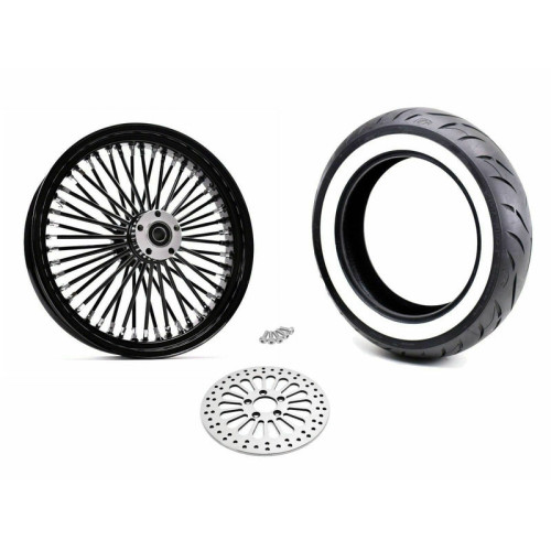 PartzBiz HD: 3484041-16 3.5 46 Fat King Spoke Rear Blackout Rim Whitewall Wheel Tire Package Harley PartzBiz HD: 3484041-16 3.5 46 Fat King Spoke Rear Blackout Rim Whitewall Wheel Tire Package Harley