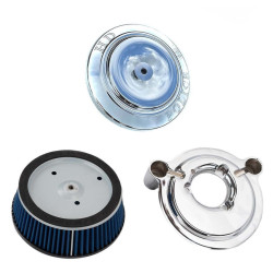 PartzBiz HD ACMSUCKERCHROMEKIT-9C - HD Police Chrome Billet Sucker เครื่องกรองอากาศพร้อมชุดฝาครอบ Harley