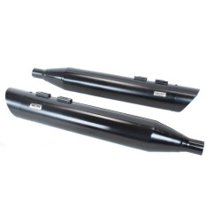 PartzBiz HD ACMSLASH9516B - 4” Black Slash Freedom Tip Slip-On Mufflers Exhaust Pipes 95-16 Harley Touring