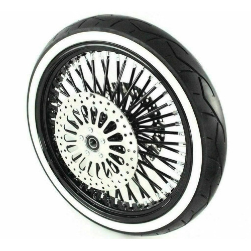 PartzBiz HD: 3476111-21 3.5 46 Fat King Spoke Black Out Front Wheel Whitewall Tire Harley Touring 08+