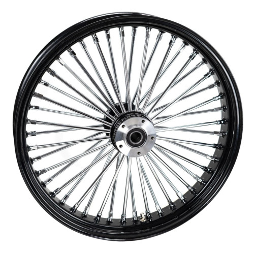 PartzBiz HD: 3462810-21 x 3.5 Chrome 46 Fat Spoke Front Black Rim Wheel Harley Touring Dual Disc PartzBiz HD: 3462810-21 x 3.5 Chrome 46 Fat Spoke Front Black Rim Wheel Harley Touring Dual Disc
