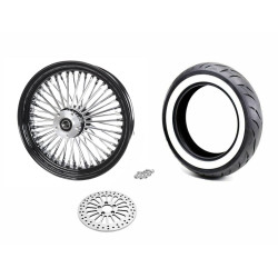 PartzBiz HD ACM1635BLKRMHBRWWPACKAGE - 16 3.5 46 Fat King Spoke ดุมล้อหลังสีดำ แพ็คเกจยางล้อ Whitewall Harley PartzBiz HD ACM1635BLKRMHBRWWPACKAGE - 16 3.5 46 Fat King Spoke ดุมล้อหลังสีดำ แพ็คเกจยางล้อ Whitewall Harley