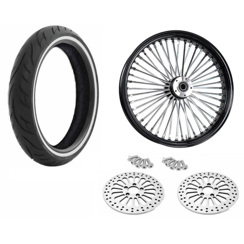 PartzBiz HD: 3462800-21 3.5 สีดำ 46 Fat King Spoke Wheel Tyre แพคเกจ WW Dual Disc Harley Touring PartzBiz HD: 3462800-21 3.5 สีดำ 46 Fat King Spoke Wheel Tyre แพคเกจ WW Dual Disc Harley Touring