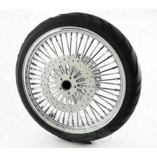 PartzBiz HD: 3477230-21 3.5 Chrome 46 Fat Spoke แพ็คเกจล้อหน้า Blackwall 2008+ Harley พร้อมแผ่นดิสก์คู่