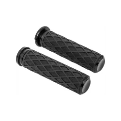 PartzBiz HD 500-007 - Arlen Ness Diamond Rubber Grips Black TBW Billet 1” Pair Harley Big Twin 06+ PartzBiz HD 500-007 - Arlen Ness Diamond Rubber Grips Black TBW Billet 1” Pair Harley Big Twin 06+