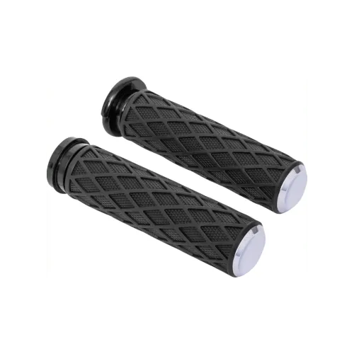 PartzBiz HD: 3485303-Arlen Ness Diamond Rubber Grips Chrome TBW Billet 1” Pair Harley Big Twin XL PartzBiz HD: 3485303-Arlen Ness Diamond Rubber Grips Chrome TBW Billet 1” Pair Harley Big Twin XL