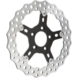 PartzBiz HD 02-787 - Arlen Ness Black Jagged Floating Front Brake Rotor 11.8” Harley Softail Touring