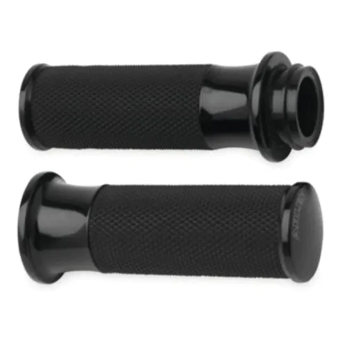 PartzBiz HD: 3461529-Arlen Ness Smooth Fusion Hand Grips Anodized Black Cable Style Motorcycle Bike