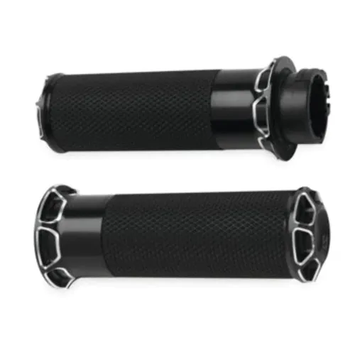 PartzBiz HD: 3461470-Arlen Ness Beveled Fusion Black Billet Hand Grips Rubber Cable Handlebar Harley PartzBiz HD: 3461470-Arlen Ness Beveled Fusion Black Billet Hand Grips Rubber Cable Handlebar Harley